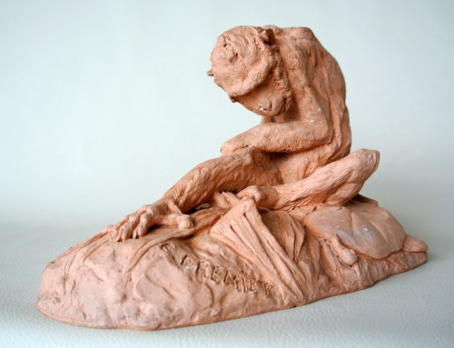 Art nouveau - Terracotta signed Emmanuel Frémiet (1824-1910)