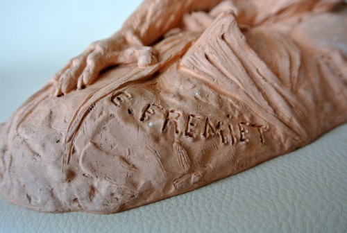 Antiquités - Terracotta signed Emmanuel Frémiet (1824-1910)