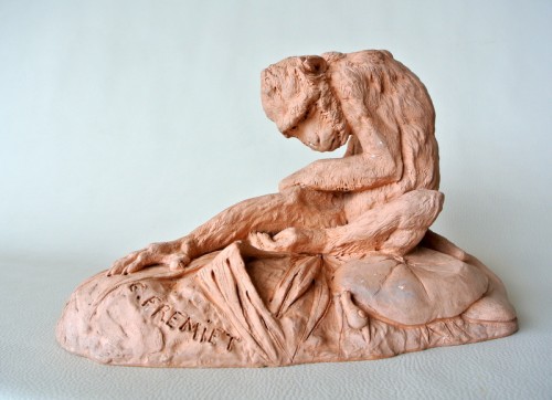 Antiquités - Terracotta signed Emmanuel Frémiet (1824-1910)