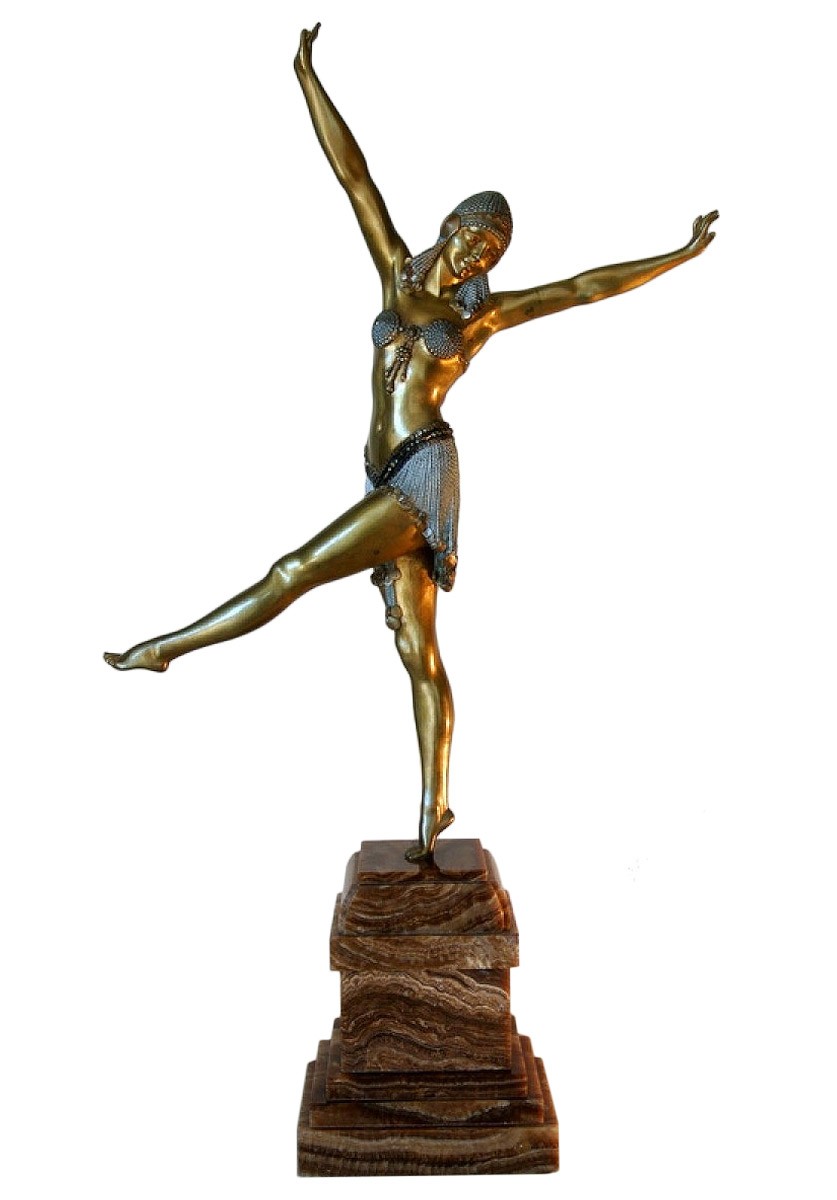 Bronzo Dancer of Palmyra-personaggio Orient ballerina dalla Siria Art Deco Bronzo personaggio 
