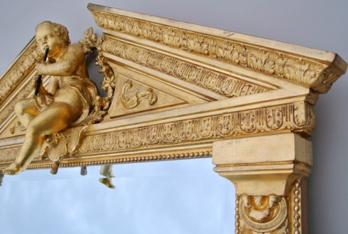 Miroir à fronton au putto musicien fin XIXe - Napoléon III