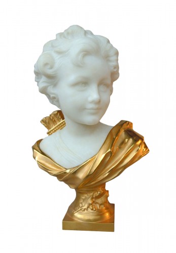 Marbre and bronze bust by Léonard Agathon