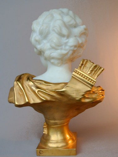 Sculpture  - Marbre and bronze bust by Léonard Agathon