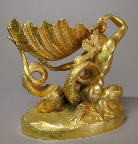 XXe siècle - Paire de coupes en bronze doré par Marioton et Sandoz (Epoque 1900)
