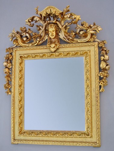 Miroir Napoléon III en bois sculpté et doré - Miroirs, Trumeaux Style Napoléon III