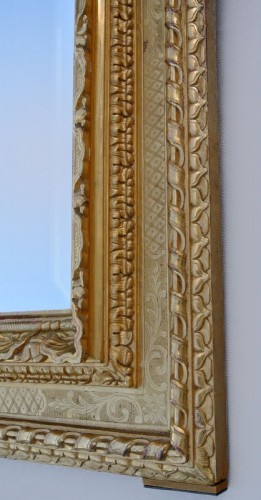 Napoléon III - Miroir Napoléon III en bois sculpté et doré