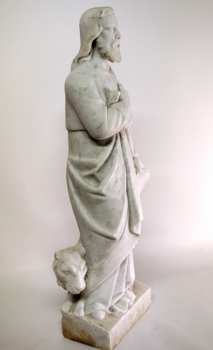 Sculpture Sculpture en Marbre - "Saint Marc" marbre de Carrare fin XIXe