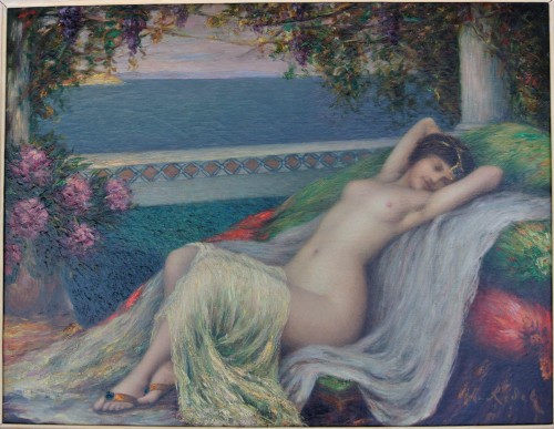 20th century - Young woman lying down, Louis Ridel (1866-1937)