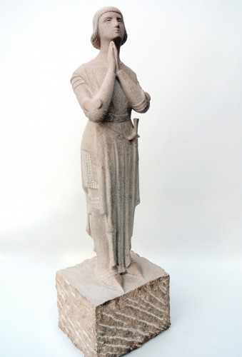 &quot;Jeanne d&#039;Arc in prayer&quot;  by Georges Salendre 1890/1985 - Sculpture Style 50