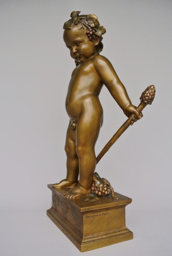 Sculpture Sculpture en Bronze - Bacchus enfant, Antonin Carlès (1851/1919)