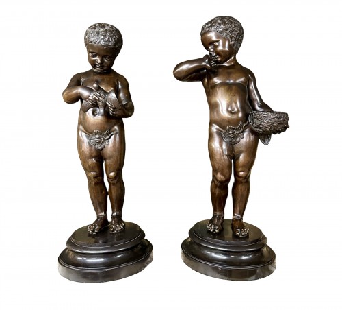 L'enfant à l'oiseau et l'enfant au nid late 19th century after Jean Baptiste Pigalle