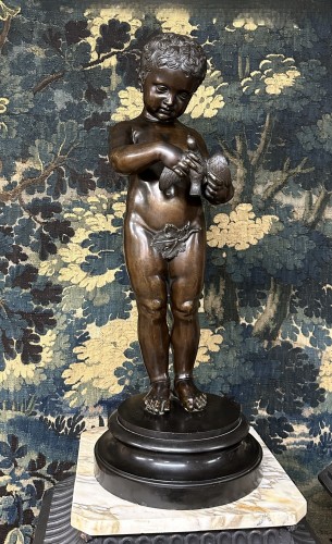 L'enfant à l'oiseau et l'enfant au nid fin XIXe siècle d'après Jean Baptiste Pigalle - Napoléon III