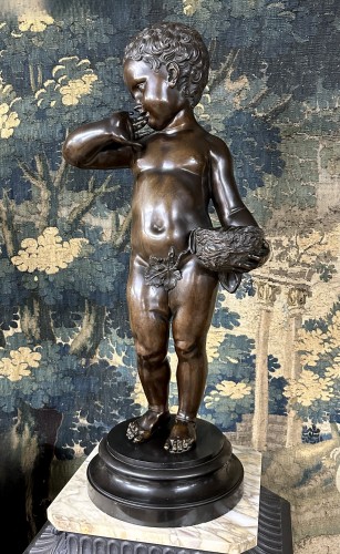 Napoléon III - L'enfant à l'oiseau et l'enfant au nid fin XIXe siècle d'après Jean Baptiste Pigalle