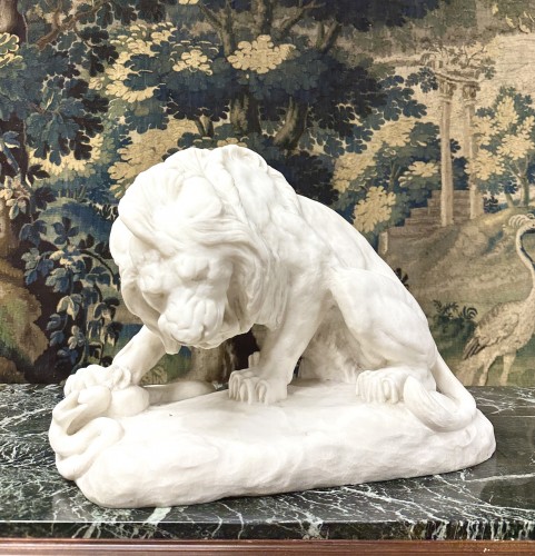 Lion au serpent d’après Antoine Louis Barye - Sculpture Style Louis-Philippe