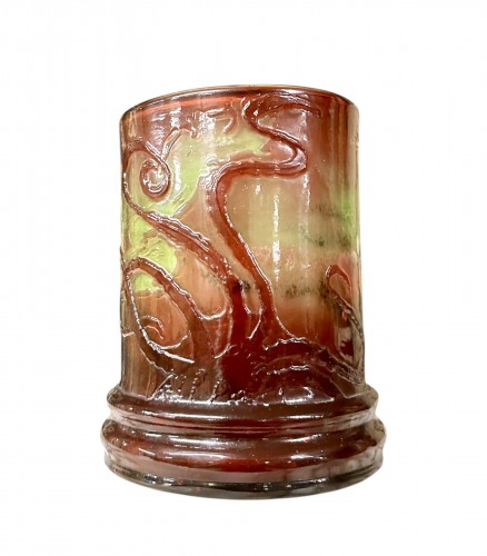 Emile Gallé - Vase à décor de pieuvre et fonds marins