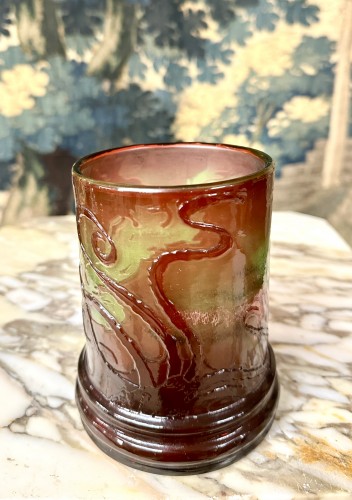 Emile Gallé - Vase à décor de pieuvre et fonds marins - Verrerie, Cristallerie Style Art nouveau