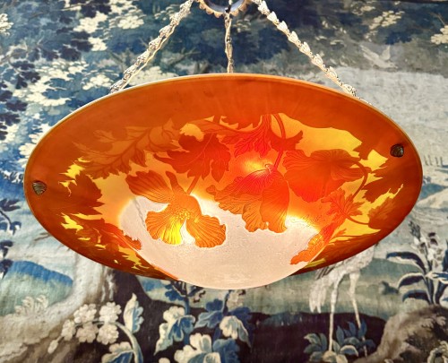 Lighting  - Emile Gallé -  ceiling chandelier decorated with anemones