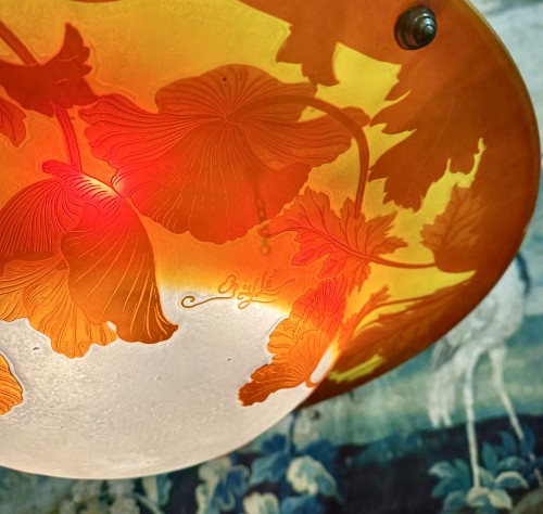 Emile Gallé -  ceiling chandelier decorated with anemones - Art nouveau