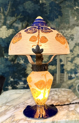 Charles Schneider for Le Verre Français, Art Deco lamp with figs - Glass & Crystal Style Art Déco