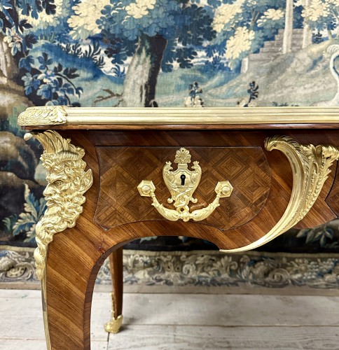 19th century - Napoleon III marquetry and gilt bronze desk