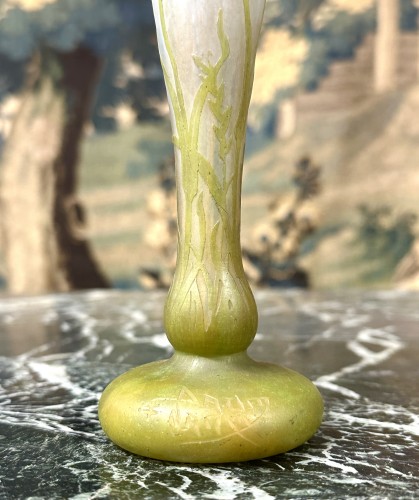  Daum Nancy - Art Nouveau Vase Decorated With Gentians hot-applied. - 