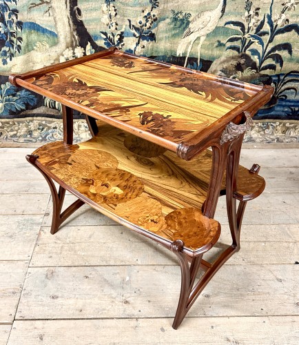 Furniture  - Louis Majorelle, Art Nouveau marquetry tea table &quot;butomés&quot; model