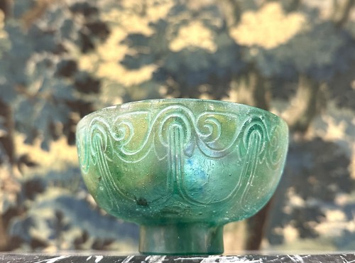 François Decorchemont - Art Deco  Pate de verre Vase Geometric Patterns - Glass & Crystal Style Art Déco