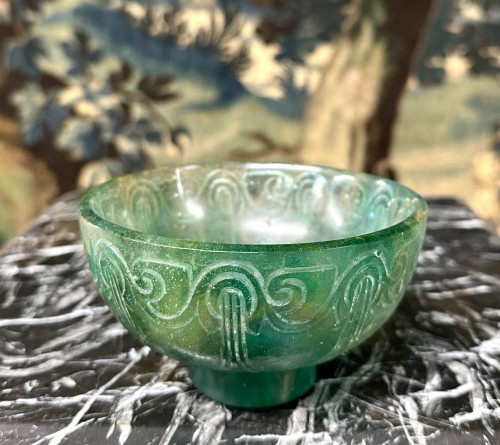 Glass & Crystal  - François Decorchemont - Art Deco  Pate de verre Vase Geometric Patterns