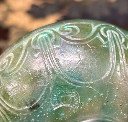 20th century - François Decorchemont - Art Deco  Pate de verre Vase Geometric Patterns