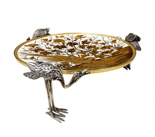  Alphonse Giroux et Duvinage - Large Japanese Marquetry and Cloisonné cup