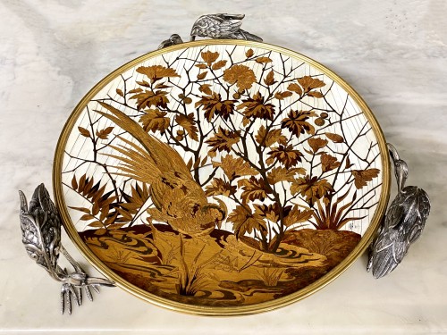  Alphonse Giroux et Duvinage - Large Japanese Marquetry and Cloisonné cup - Decorative Objects Style Napoléon III