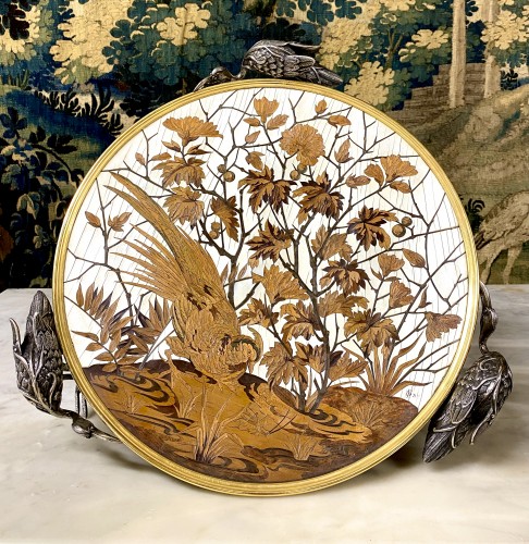  Alphonse Giroux et Duvinage - Large Japanese Marquetry and Cloisonné cup - 