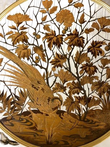 19th century -  Alphonse Giroux et Duvinage - Large Japanese Marquetry and Cloisonné cup