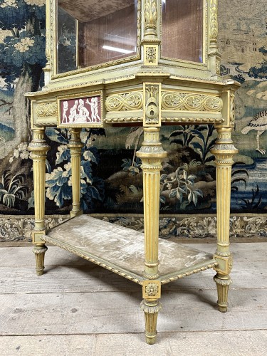 Furniture  - Large Display Case In Gilt And Wedgwood Rechampi Lacquered Wood,