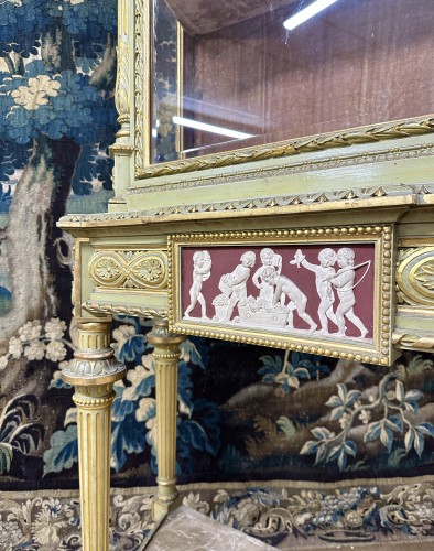 Large Display Case In Gilt And Wedgwood Rechampi Lacquered Wood, - 