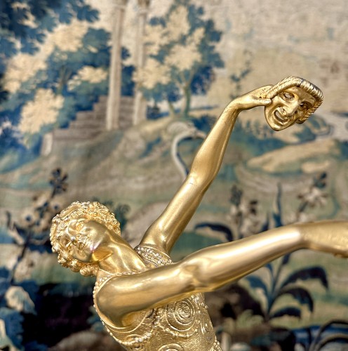 Joe Descomps (1869-1950)  - Dancer With Mask, circa 1920 - Sculpture Style Art Déco