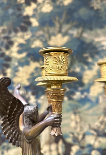 Empire - Paire de candélabres Empire Aux Femme Ailées