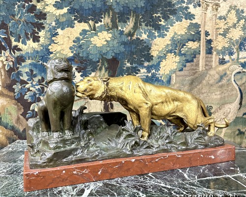 Georges Gardet (1863-1939) -  Tiger in the Ruins - Sculpture Style Art Déco