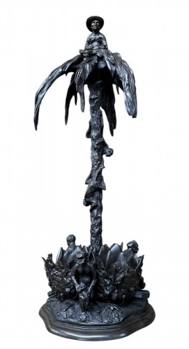 Christophe Fratin - Cigar holder palm tree, torch with monkey, Napoleon III