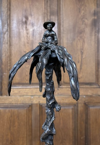 Christophe Fratin - Cigar holder palm tree, torch with monkey, Napoleon III - Sculpture Style Napoléon III