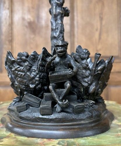 Christophe Fratin - Cigar holder palm tree, torch with monkey, Napoleon III - 