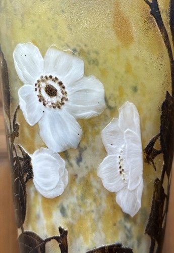 Daum Nancy - Rare Vase "fleurs de pommier" en paquettes affleurantes - Marius Simon Antiquités