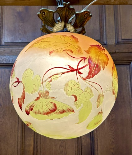 Émile Gallé - Abutilon pendant or ceiling light - Glass & Crystal Style Art nouveau
