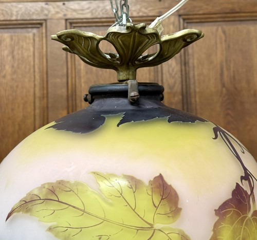 Antiquités - Émile Gallé - Abutilon pendant or ceiling light