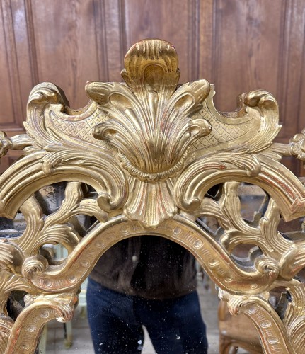 18th century - Gilded wooden mantelpiece mirror from the Regence period, 18th century