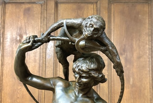 François Laurent Rolard (1842-1912) - Monkey Money - Sculpture Style Napoléon III