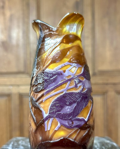 Glass & Crystal  - Emile Gallé -Artistic vase with tulips, polished decoration