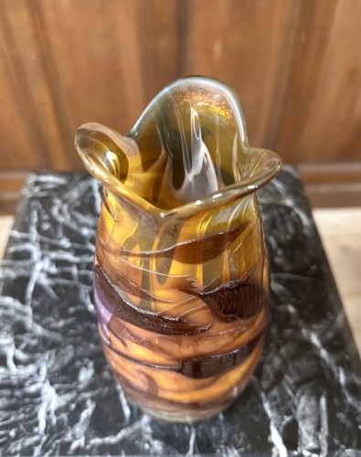 Antiquités - Emile Gallé -Artistic vase with tulips, polished decoration