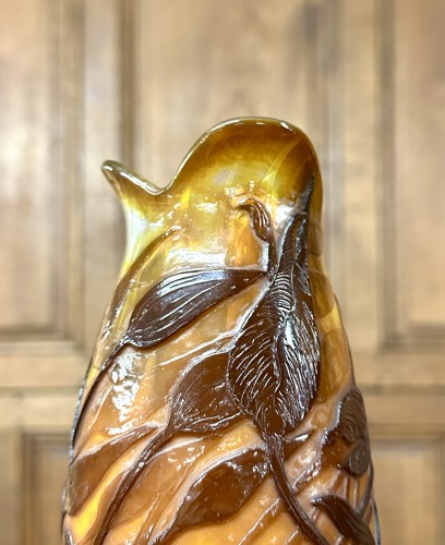 Antiquités - Emile Gallé -Artistic vase with tulips, polished decoration