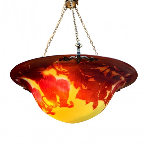 Emile Gallé - Grand plafonnier Art nouveau aux magnolias